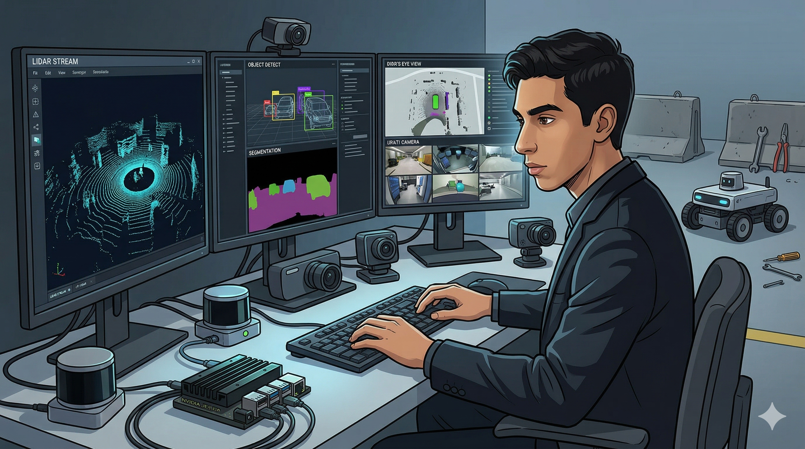 Illustrated portrait of Mohamed Samir